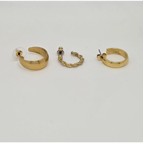 Hoop Earrings Goldtone Classic Minimalist Capsule Dainty Pierced Lot of 3 Pairs - Picture 7 of 11